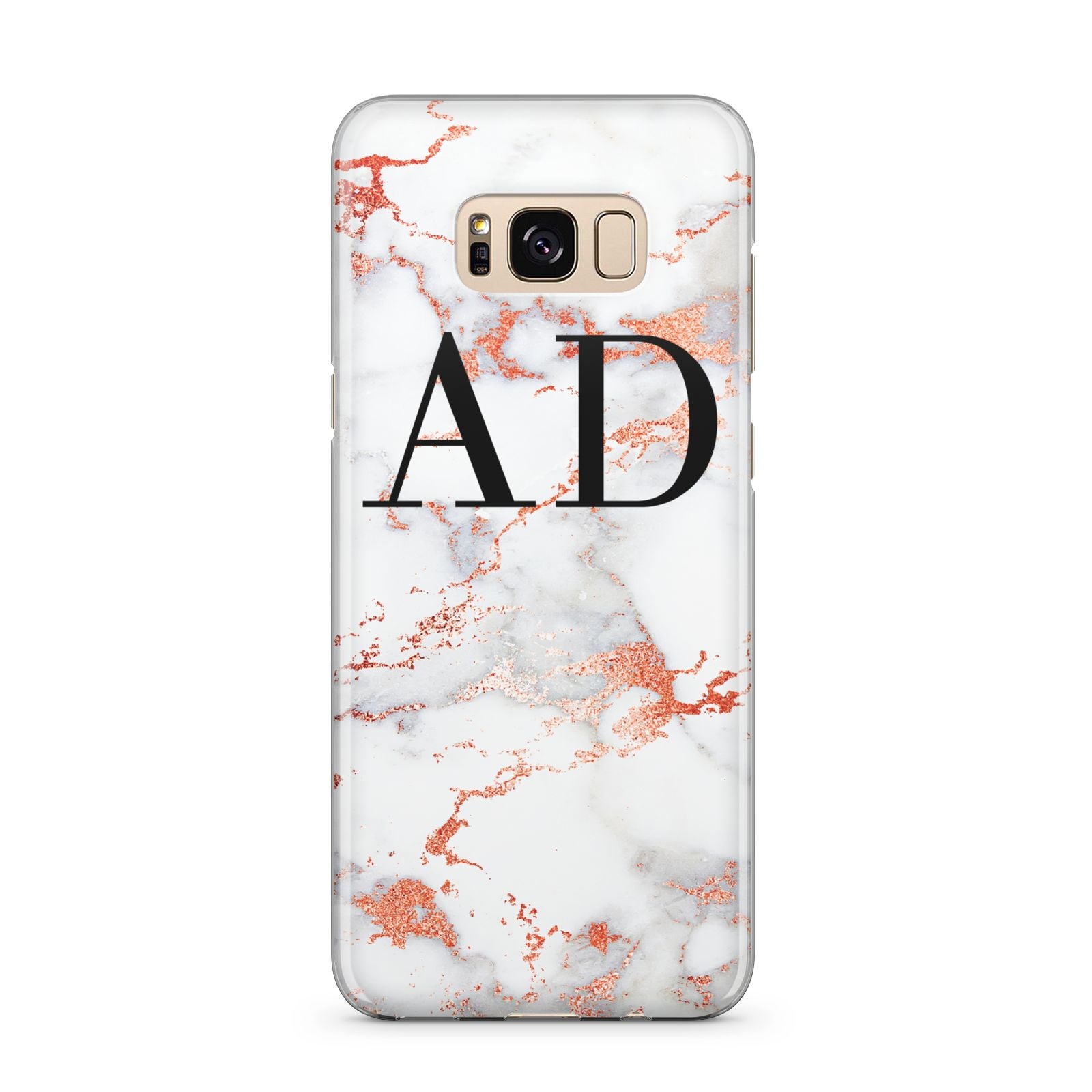 Personalised Rose Gold Marble Initials Samsung Galaxy S8 Plus Case