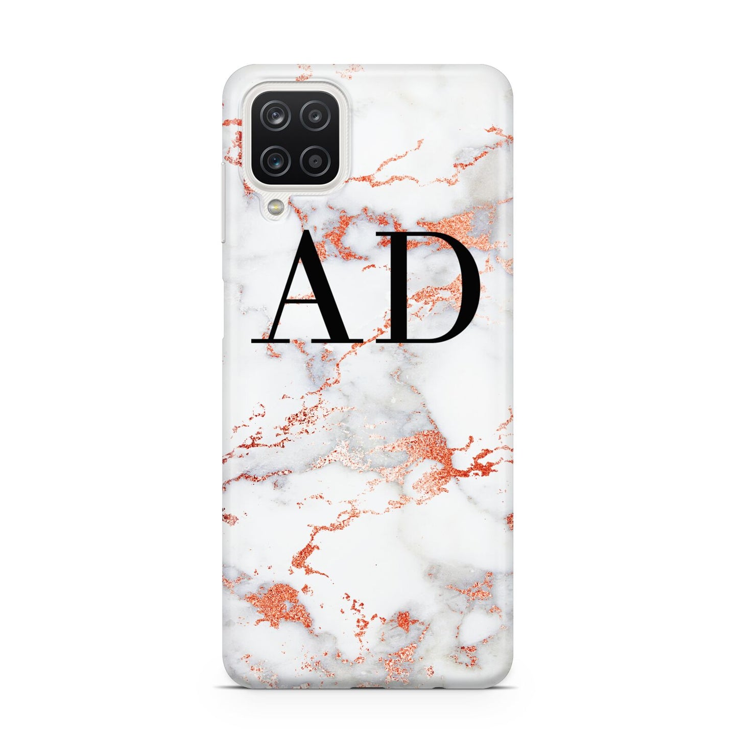 Personalised Rose Gold Marble Initials Samsung M12 Case