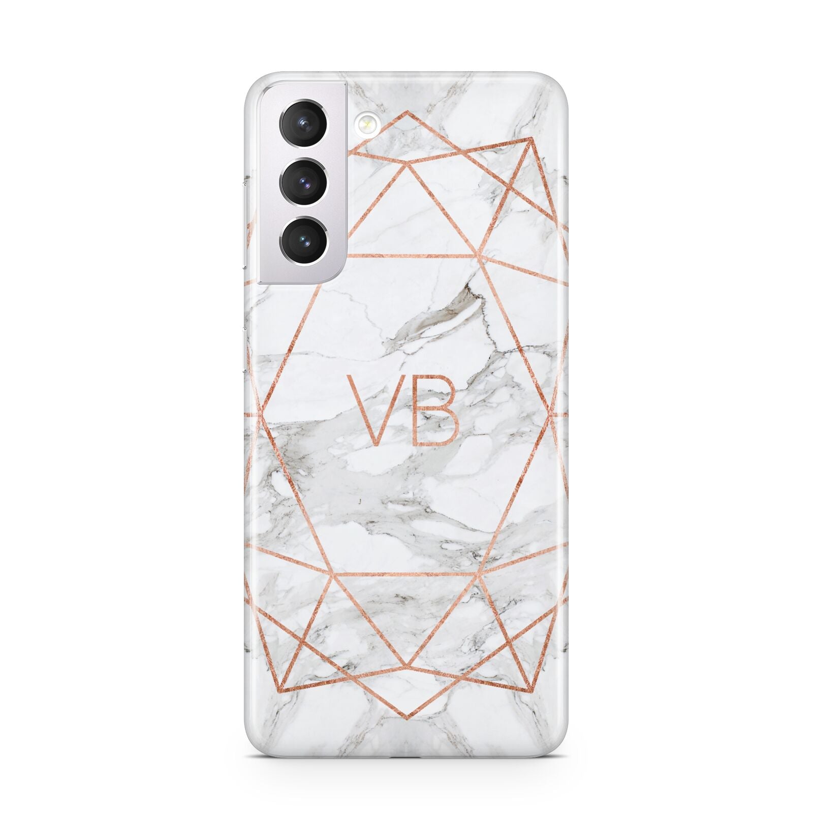 Personalised Rose Gold Marble Initials Samsung S21 Case