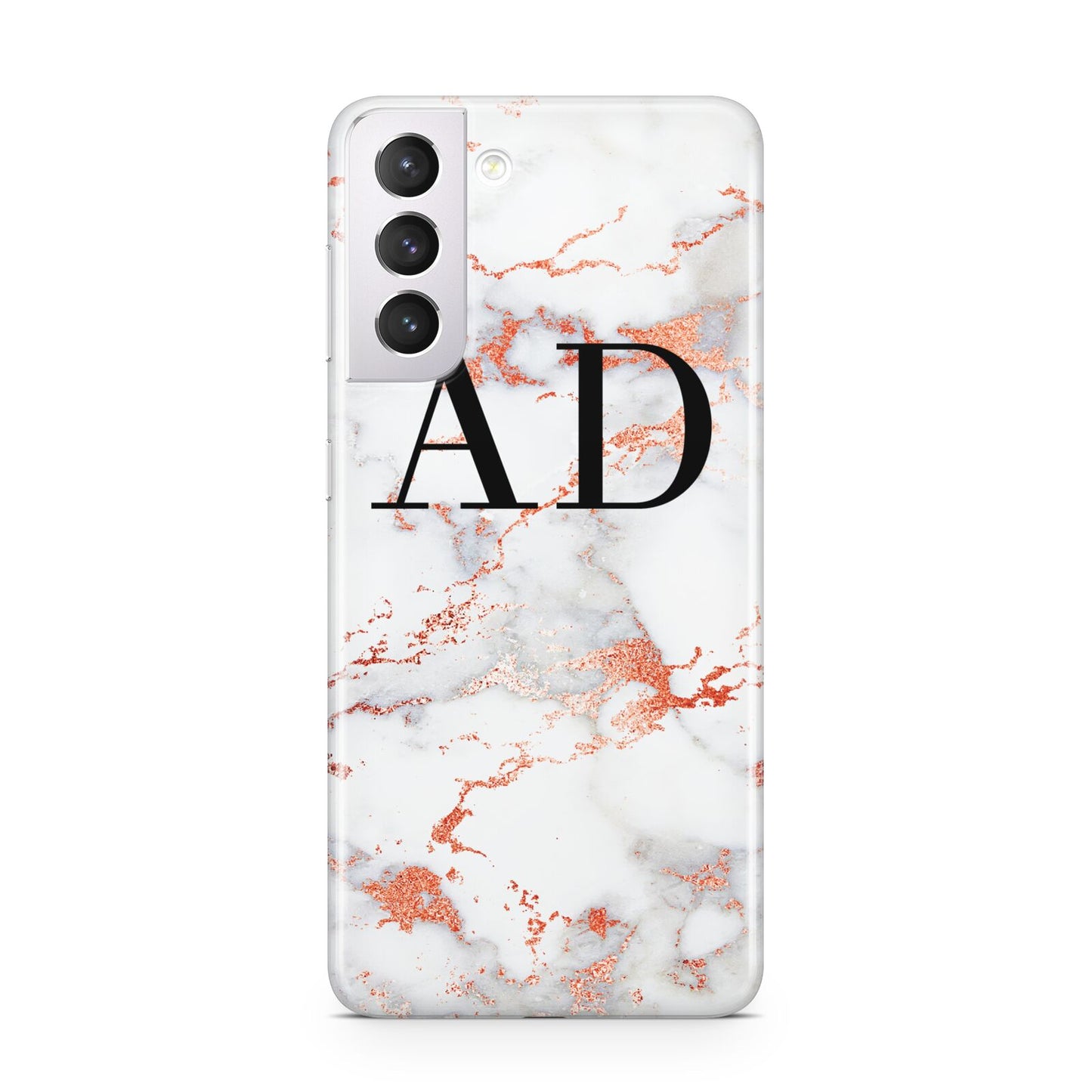 Personalised Rose Gold Marble Initials Samsung S21 Case