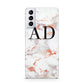 Personalised Rose Gold Marble Initials Samsung S21 Plus Case