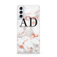 Personalised Rose Gold Marble Initials Samsung S21 Plus Phone Case