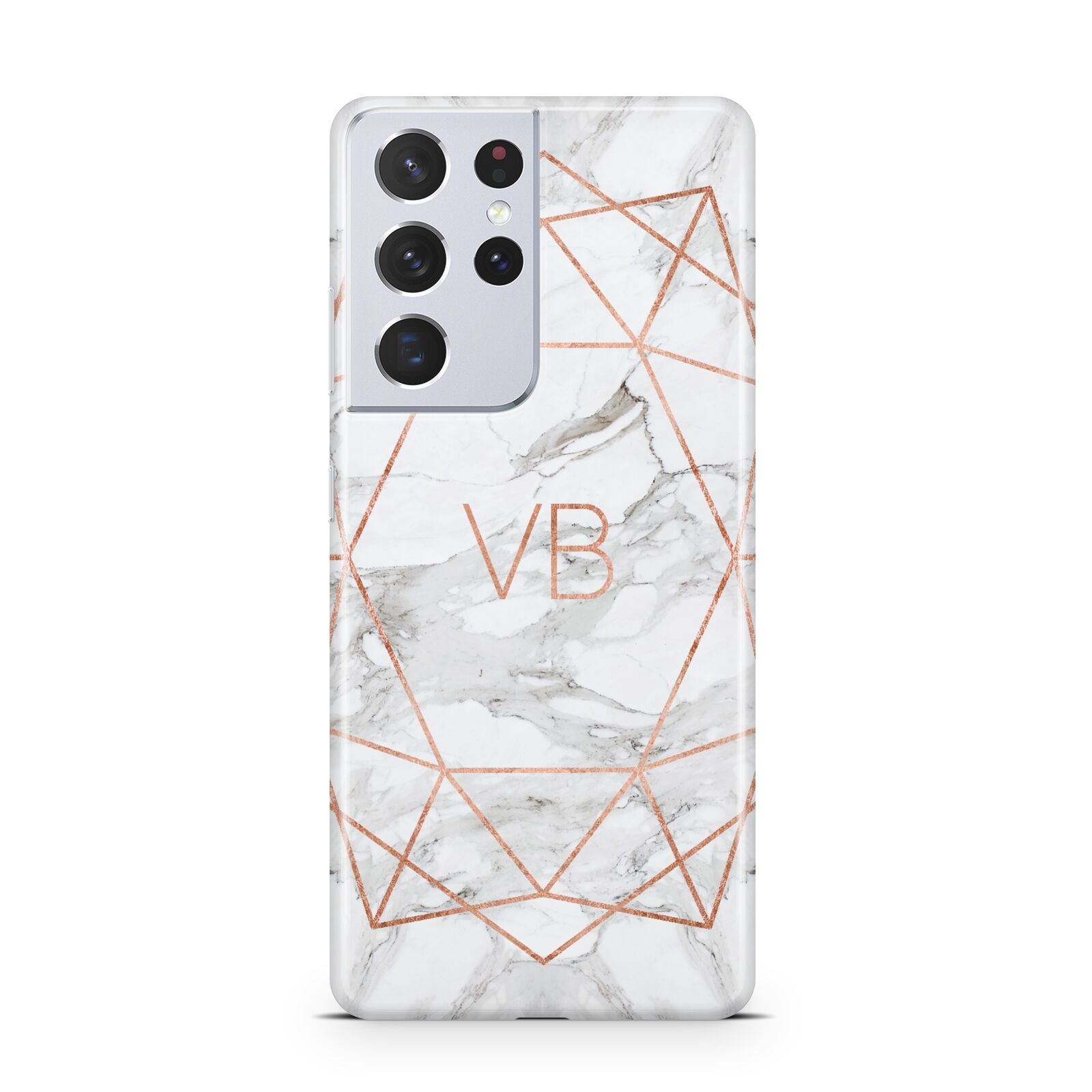 Personalised Rose Gold Marble Initials Samsung S21 Ultra Case