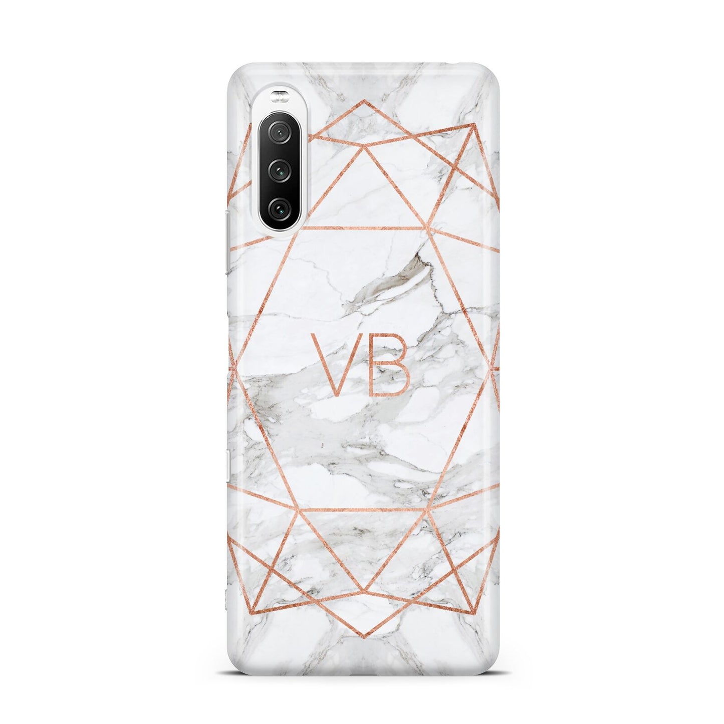 Personalised Rose Gold Marble Initials Sony Xperia 10 III Case