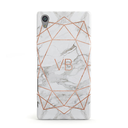Personalised Rose Gold Marble Initials Sony Xperia Case