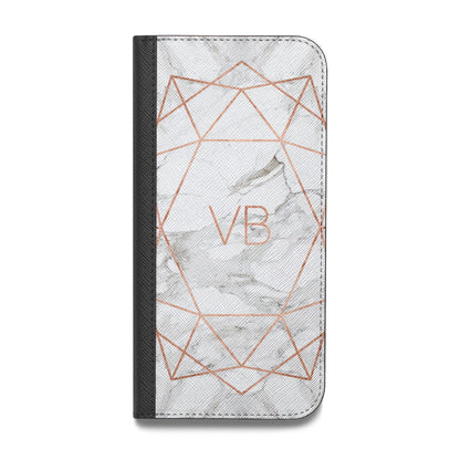 Personalised Rose Gold Marble Initials Vegan Leather Flip Samsung Case