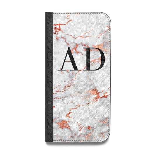 Personalised Rose Gold Marble Initials Vegan Leather Flip Samsung Case