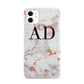 Personalised Rose Gold Marble Initials iPhone 11 3D Snap Case