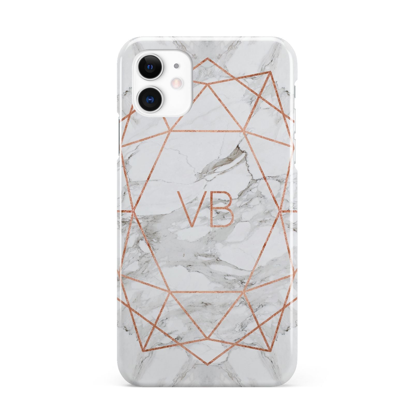 Personalised Rose Gold Marble Initials iPhone 11 3D Snap Case
