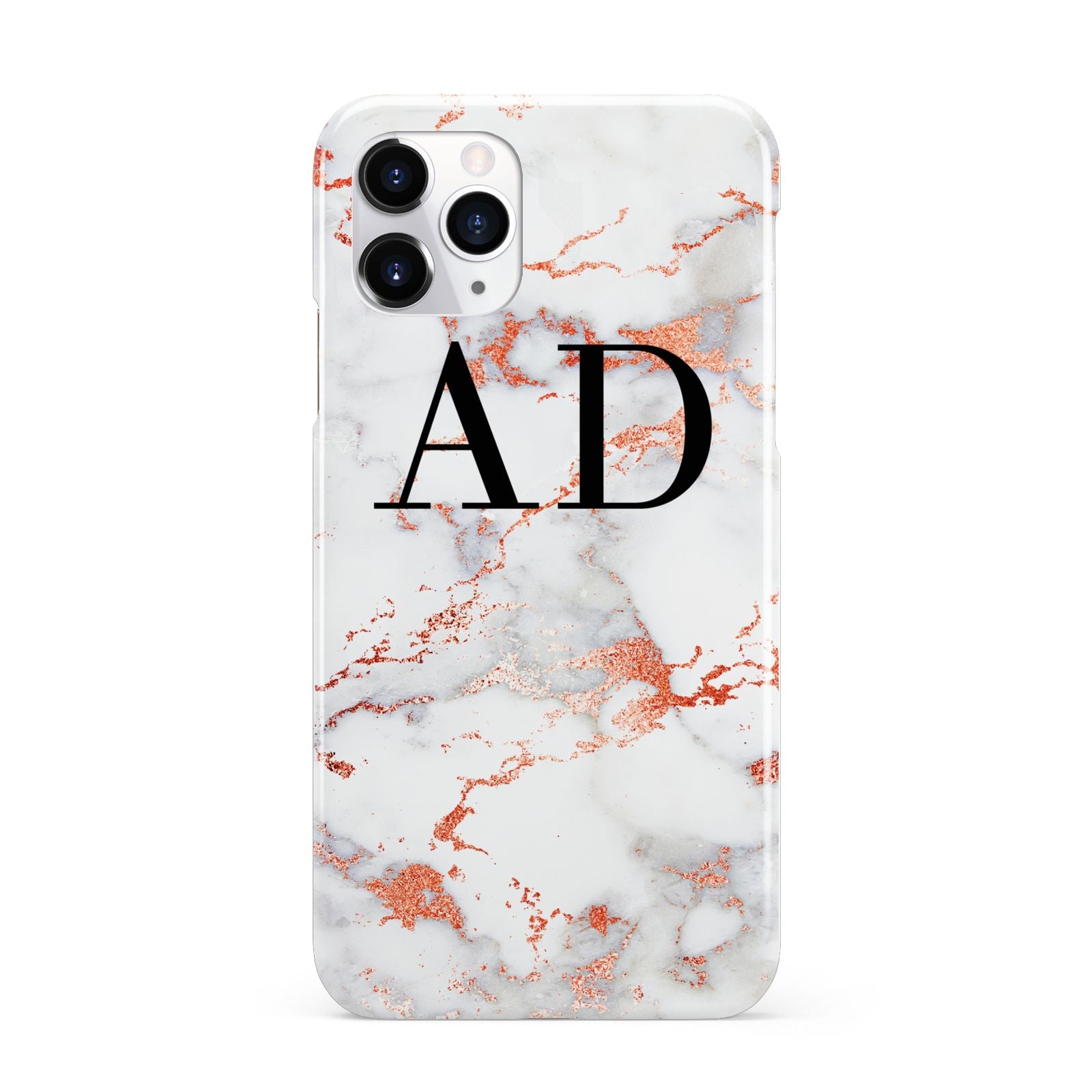 Personalised Rose Gold Marble Initials iPhone 11 Pro 3D Snap Case
