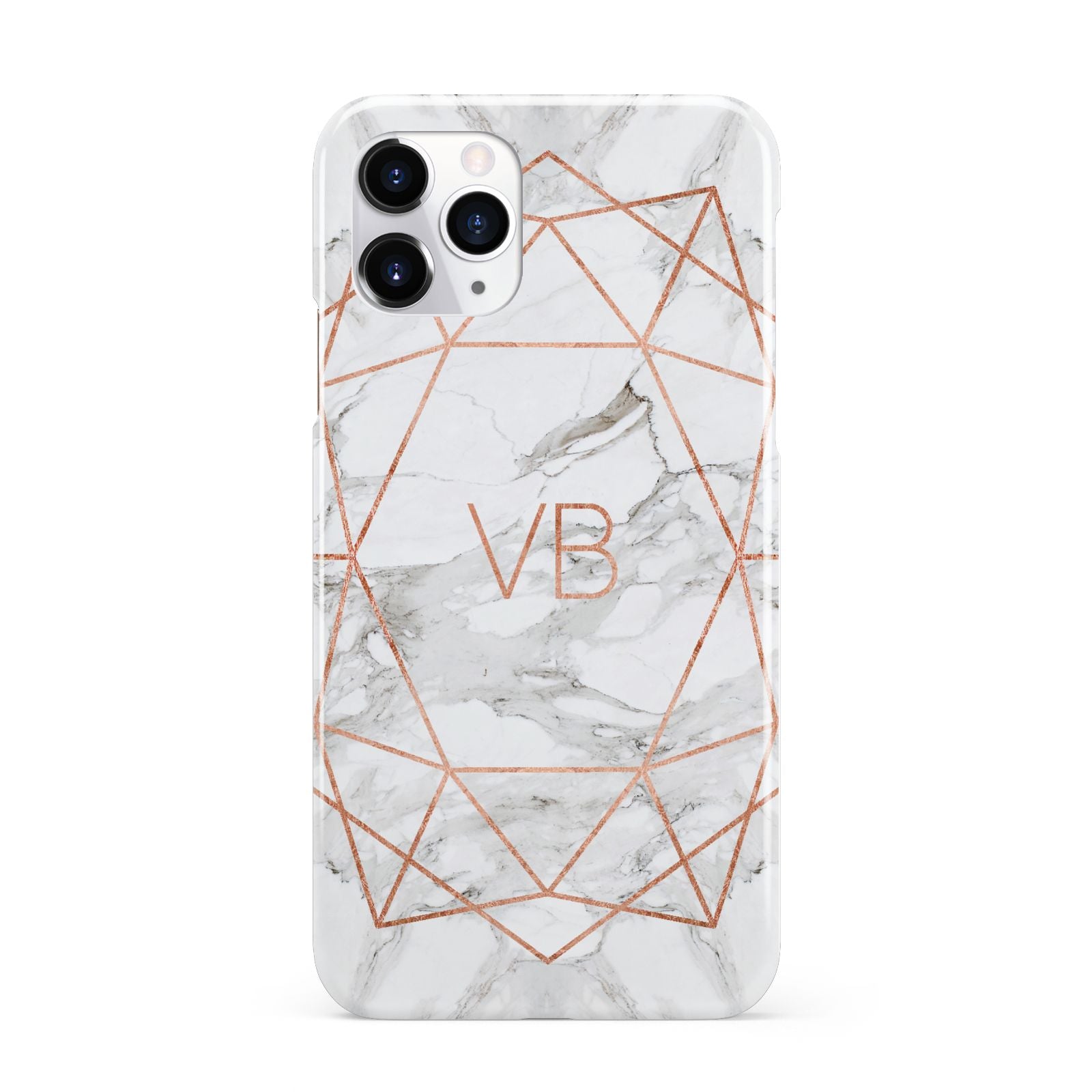 Personalised Rose Gold Marble Initials iPhone 11 Pro 3D Snap Case