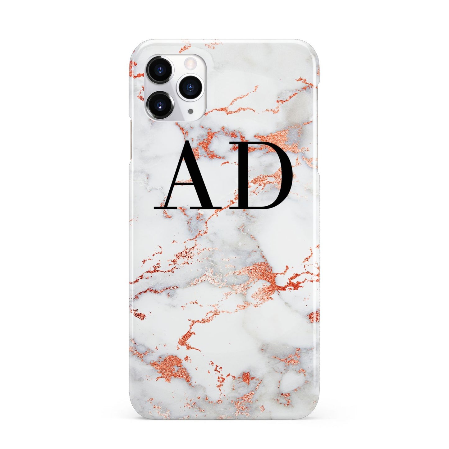 Personalised Rose Gold Marble Initials iPhone 11 Pro Max 3D Snap Case