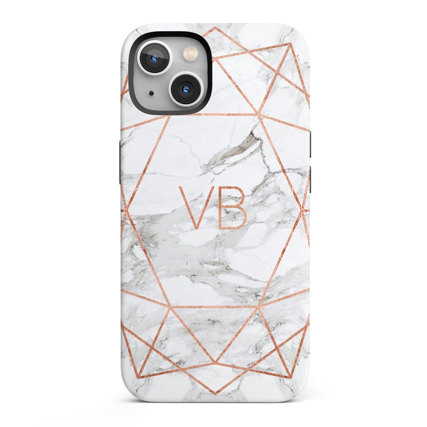 Personalised Rose Gold Marble Initials iPhone 13 Full Wrap 3D Tough Case