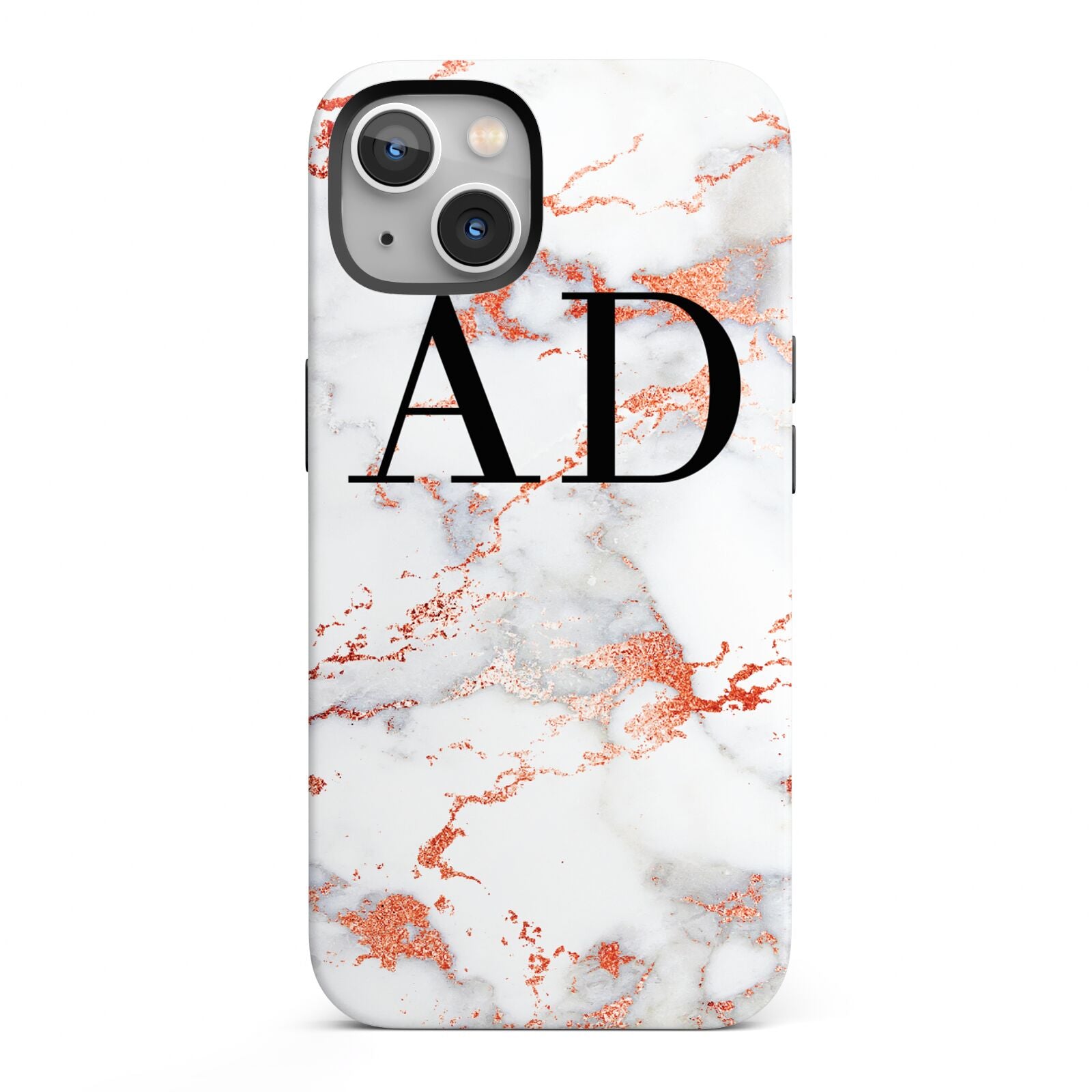 Personalised Rose Gold Marble Initials iPhone 13 Full Wrap 3D Tough Case