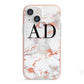 Personalised Rose Gold Marble Initials iPhone 13 Mini TPU Impact Case with Pink Edges