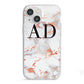 Personalised Rose Gold Marble Initials iPhone 13 Mini TPU Impact Case with White Edges
