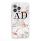 Personalised Rose Gold Marble Initials iPhone 13 Pro Clear Bumper Case