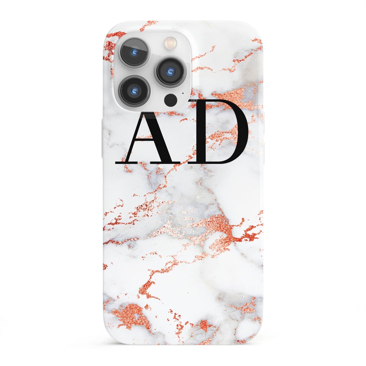 Personalised Rose Gold Marble Initials iPhone 13 Pro Full Wrap 3D Snap Case