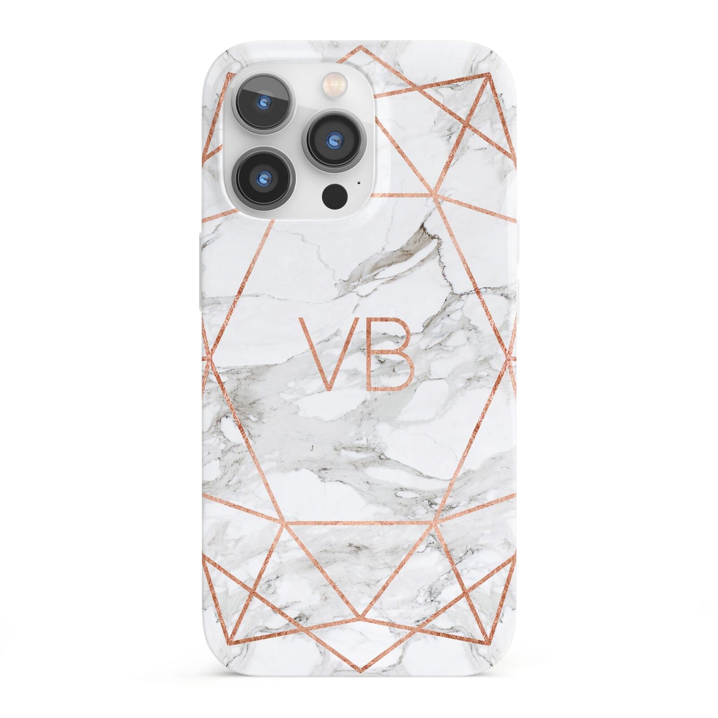 Personalised Rose Gold Marble Initials iPhone 13 Pro Full Wrap 3D Snap Case