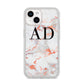 Personalised Rose Gold Marble Initials iPhone 14 Glitter Tough Case Starlight