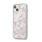 Personalised Rose Gold Marble Initials iPhone 14 Plus Glitter Tough Case Starlight Angled Image