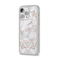 Personalised Rose Gold Marble Initials iPhone 14 Pro Max Clear Tough Case Silver Angled Image