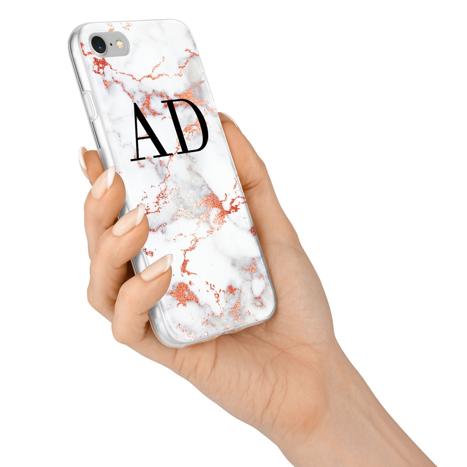 Personalised Rose Gold Marble Initials iPhone 7 Bumper Case on Silver iPhone Alternative Image