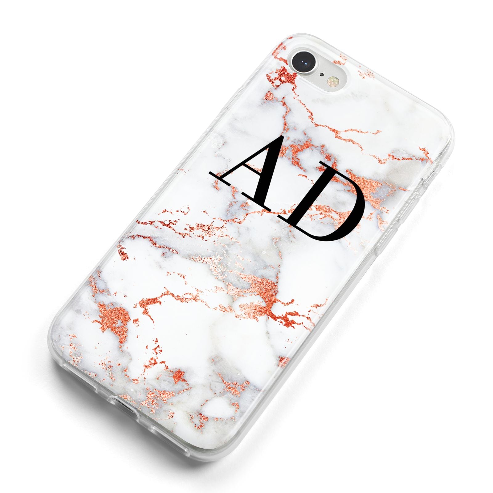 Personalised Rose Gold Marble Initials iPhone 8 Bumper Case on Silver iPhone Alternative Image
