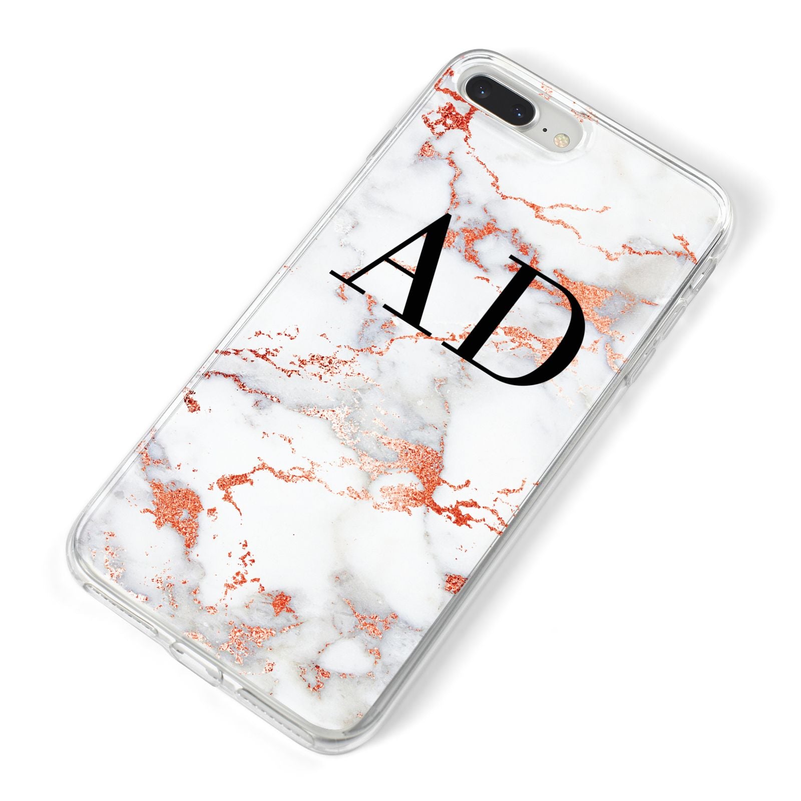 Personalised Rose Gold Marble Initials iPhone 8 Plus Bumper Case on Silver iPhone Alternative Image