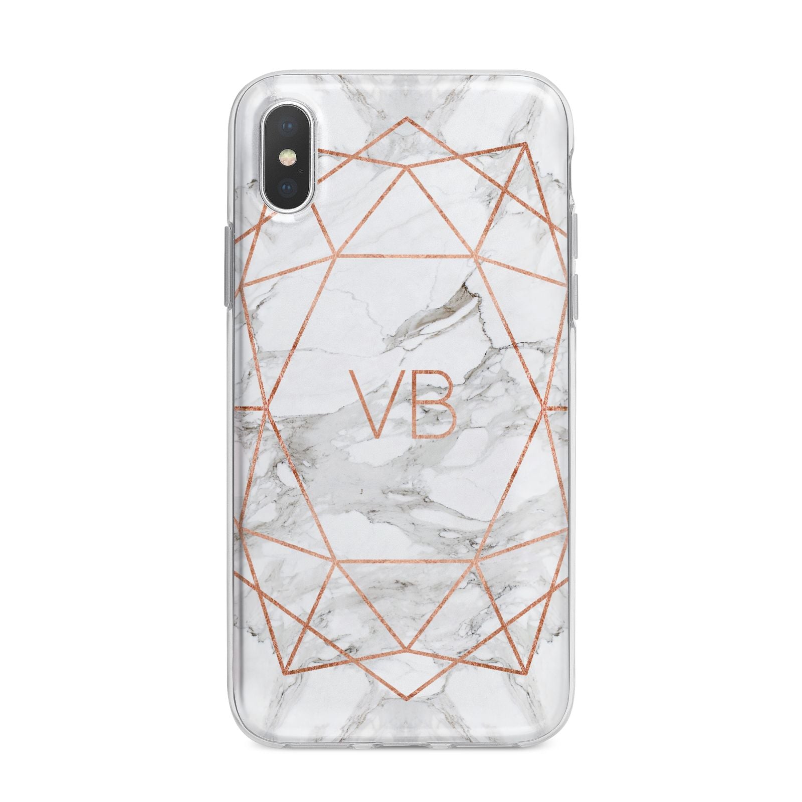 Personalised Rose Gold Marble Initials iPhone X Bumper Case on Silver iPhone Alternative Image 1