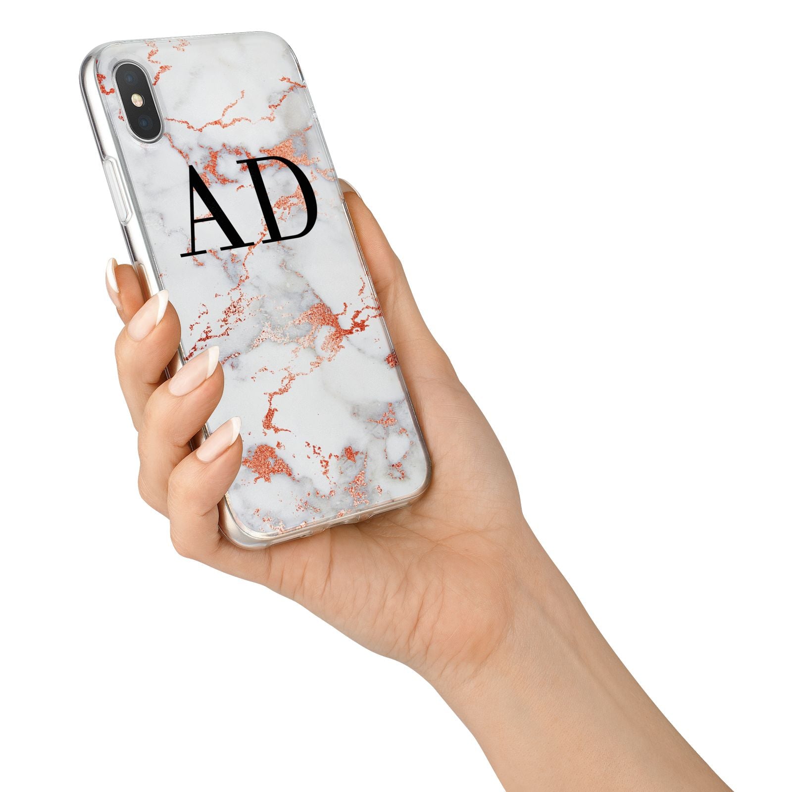 Personalised Rose Gold Marble Initials iPhone X Bumper Case on Silver iPhone Alternative Image 2