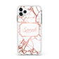 Personalised Rose Gold Marble Name Apple iPhone 11 Pro Max in Silver with White Impact Case