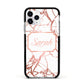 Personalised Rose Gold Marble Name Apple iPhone 11 Pro in Silver with Black Impact Case
