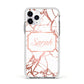 Personalised Rose Gold Marble Name Apple iPhone 11 Pro in Silver with White Impact Case