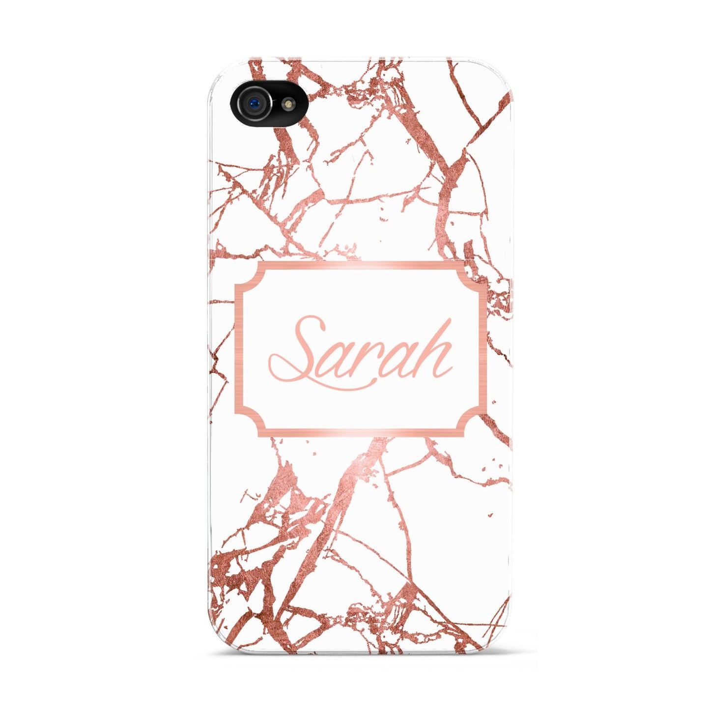 Personalised Rose Gold Marble Name Apple iPhone 4s Case