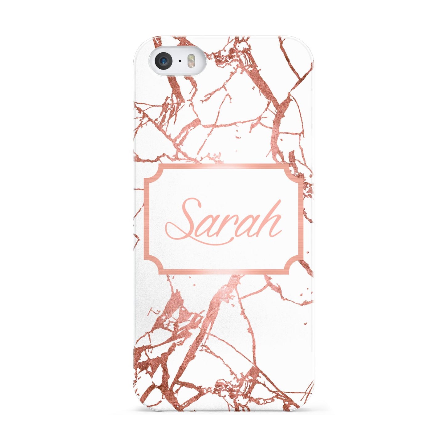 Personalised Rose Gold Marble Name Apple iPhone 5 Case