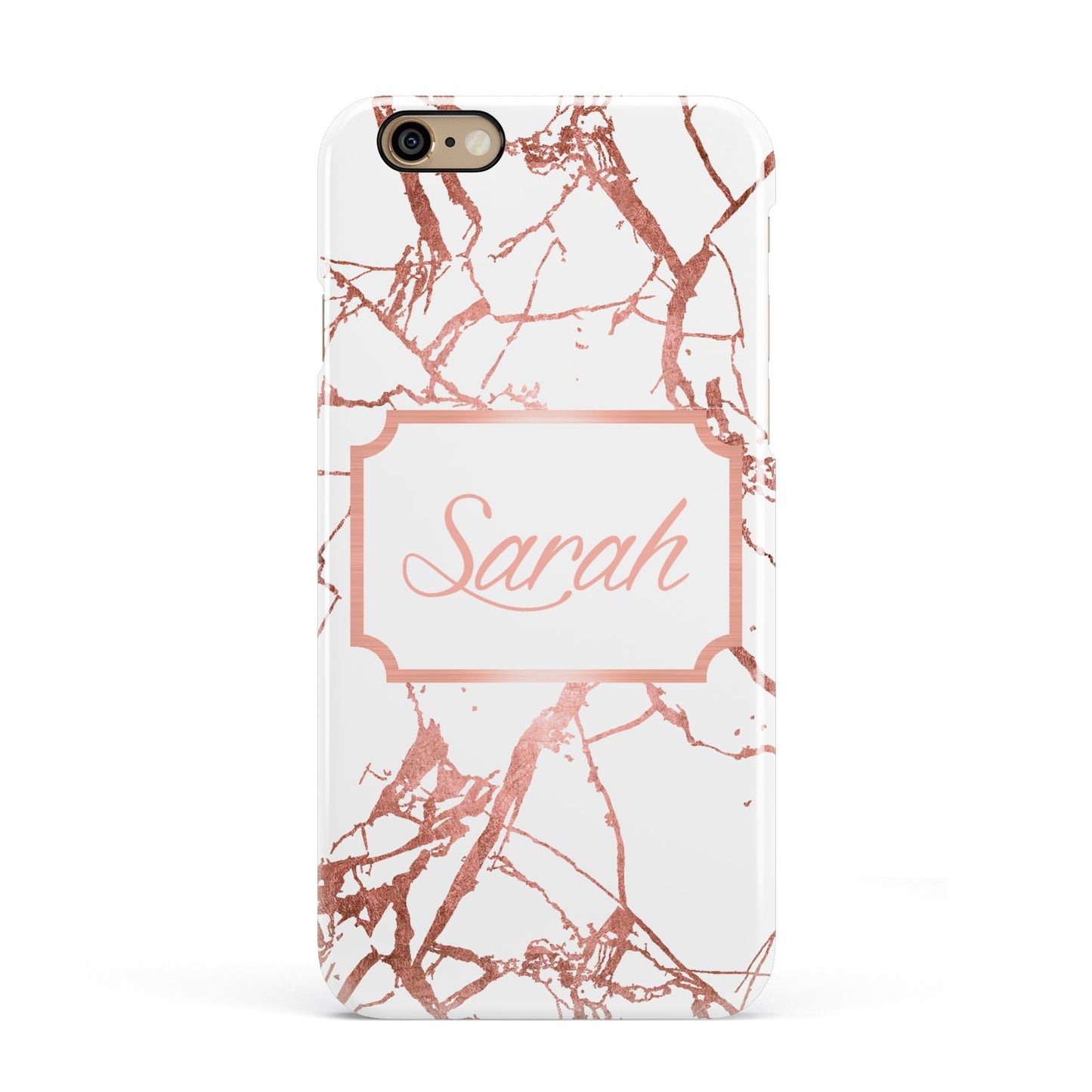 Personalised Rose Gold Marble Name Apple iPhone 6 3D Snap Case