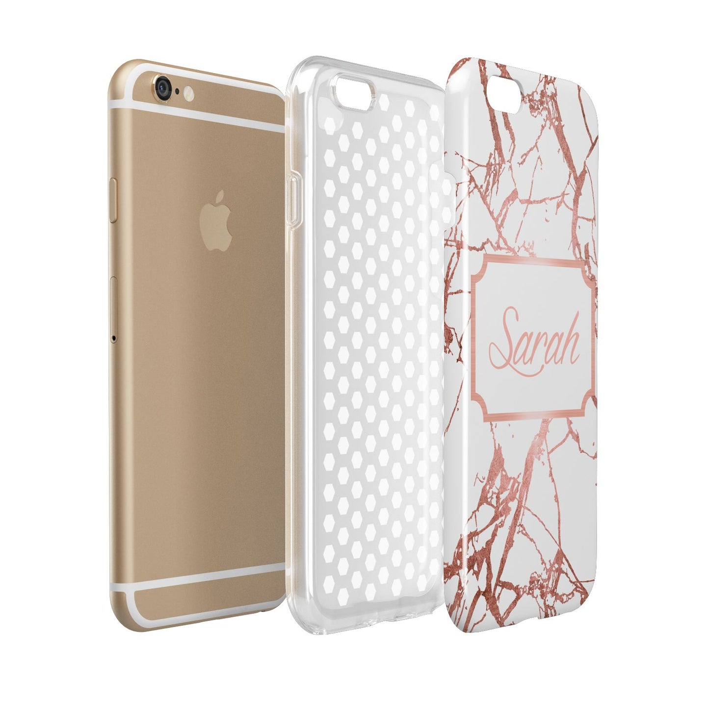 Personalised Rose Gold Marble Name Apple iPhone 6 3D Tough Case Expanded view