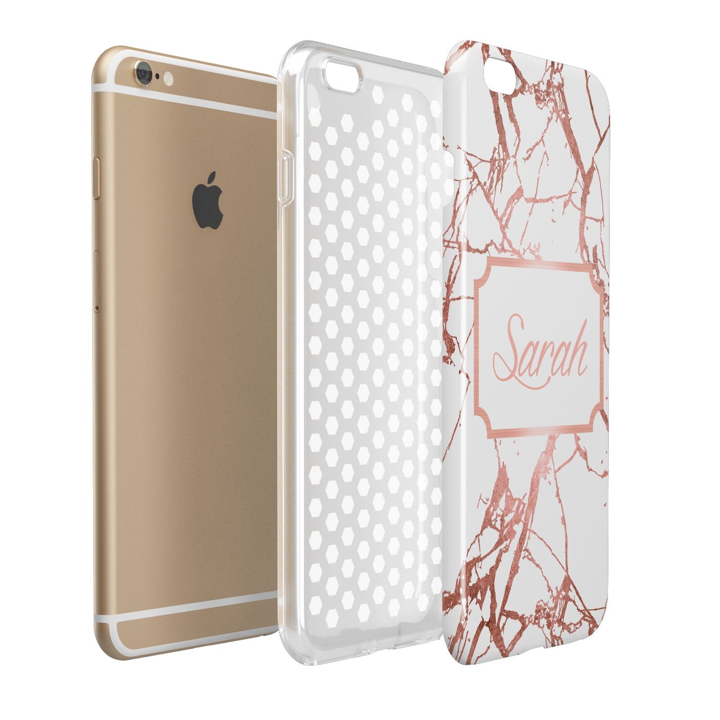 Personalised Rose Gold Marble Name Apple iPhone 6 Plus 3D Tough Case Expand Detail Image