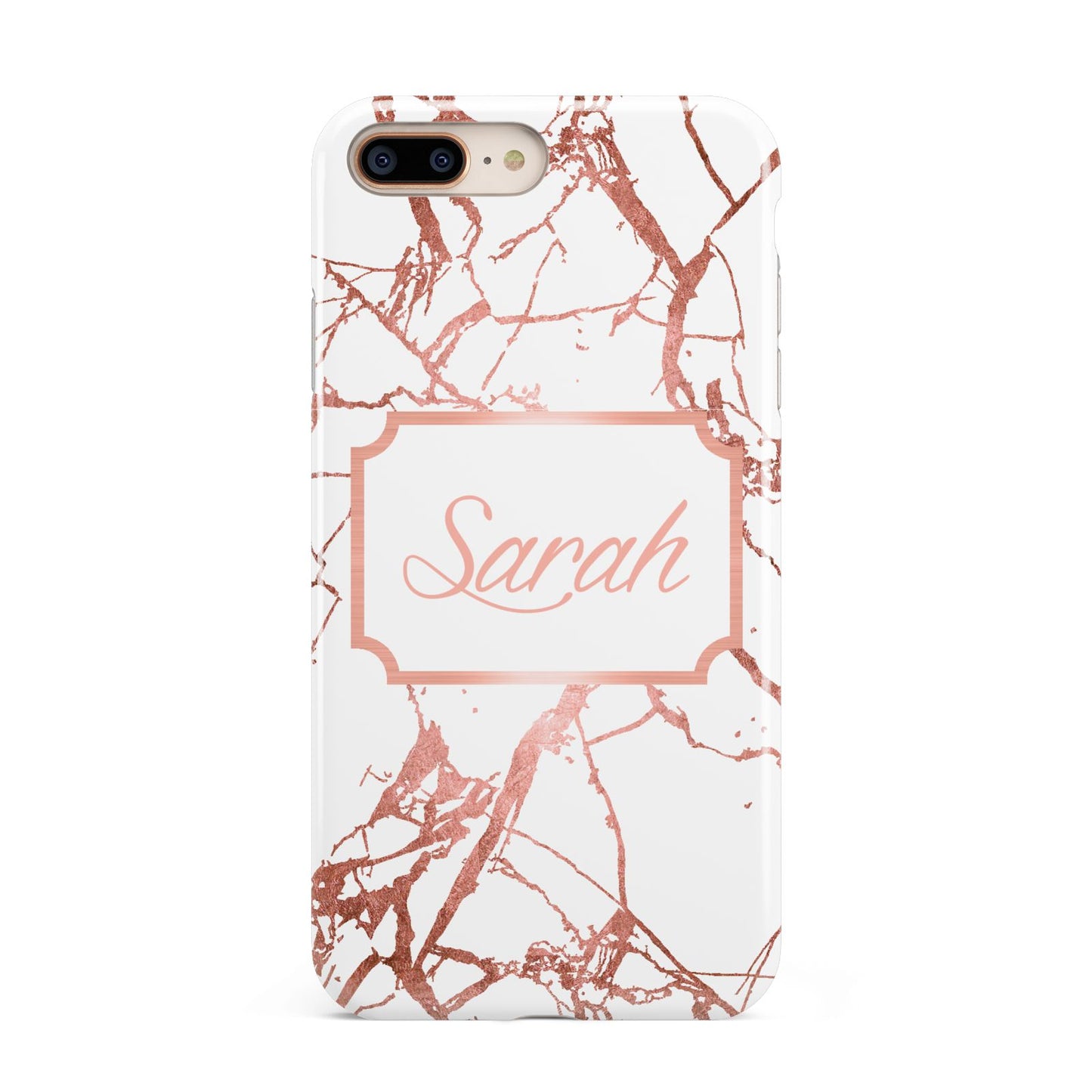 Personalised Rose Gold Marble Name Apple iPhone 7 8 Plus 3D Tough Case