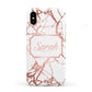 Personalised Rose Gold Marble Name Apple iPhone XS 3D Tough