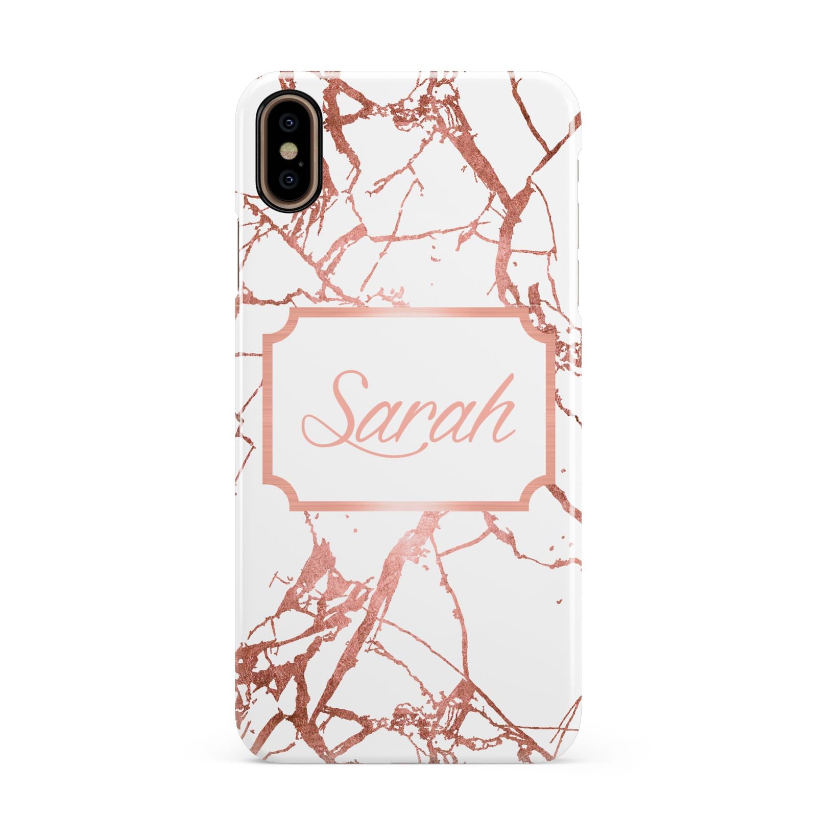 Personalised Rose Gold Marble Name Apple iPhone Xs Max 3D Snap Case