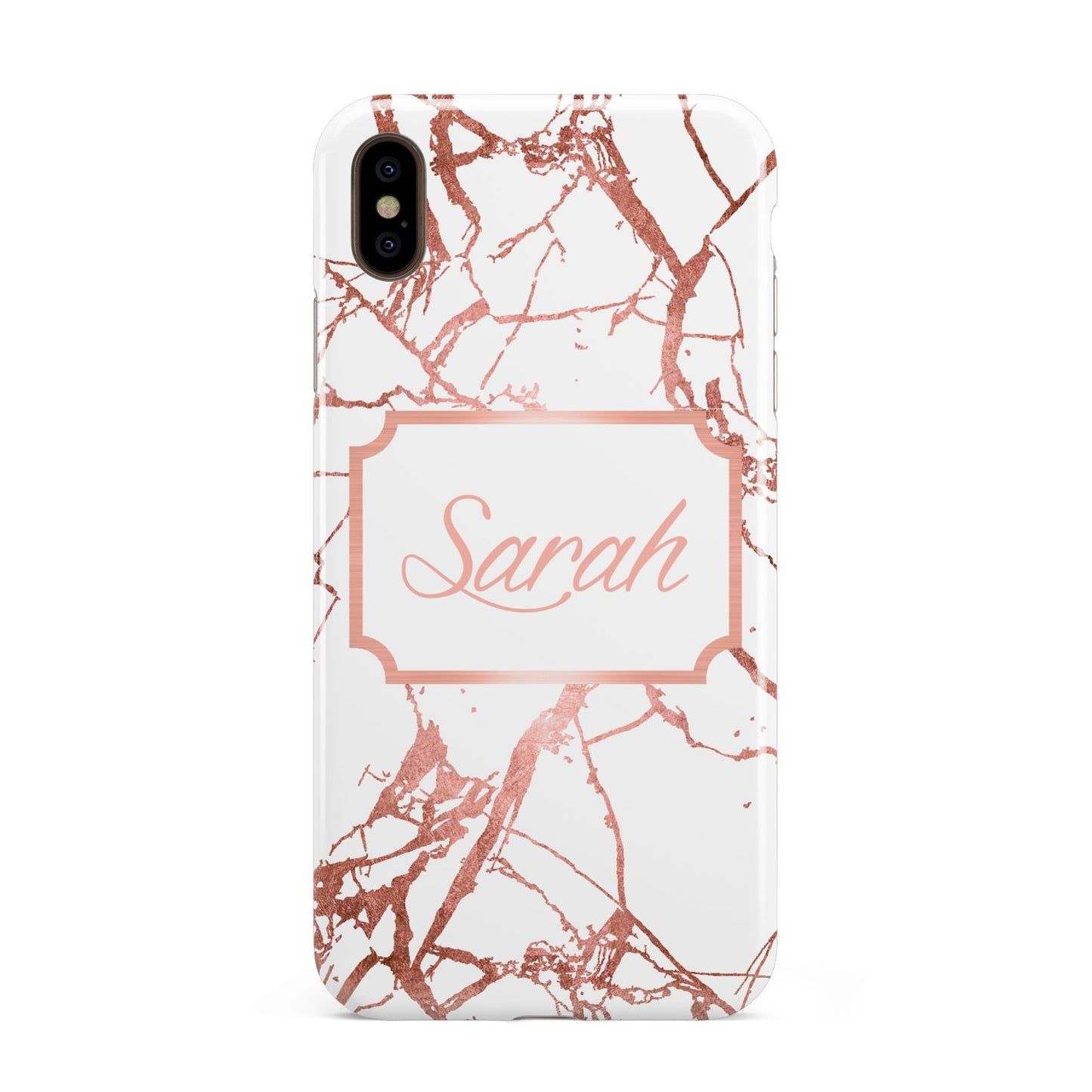 Personalised Rose Gold Marble Name Apple iPhone Xs Max 3D Tough Case
