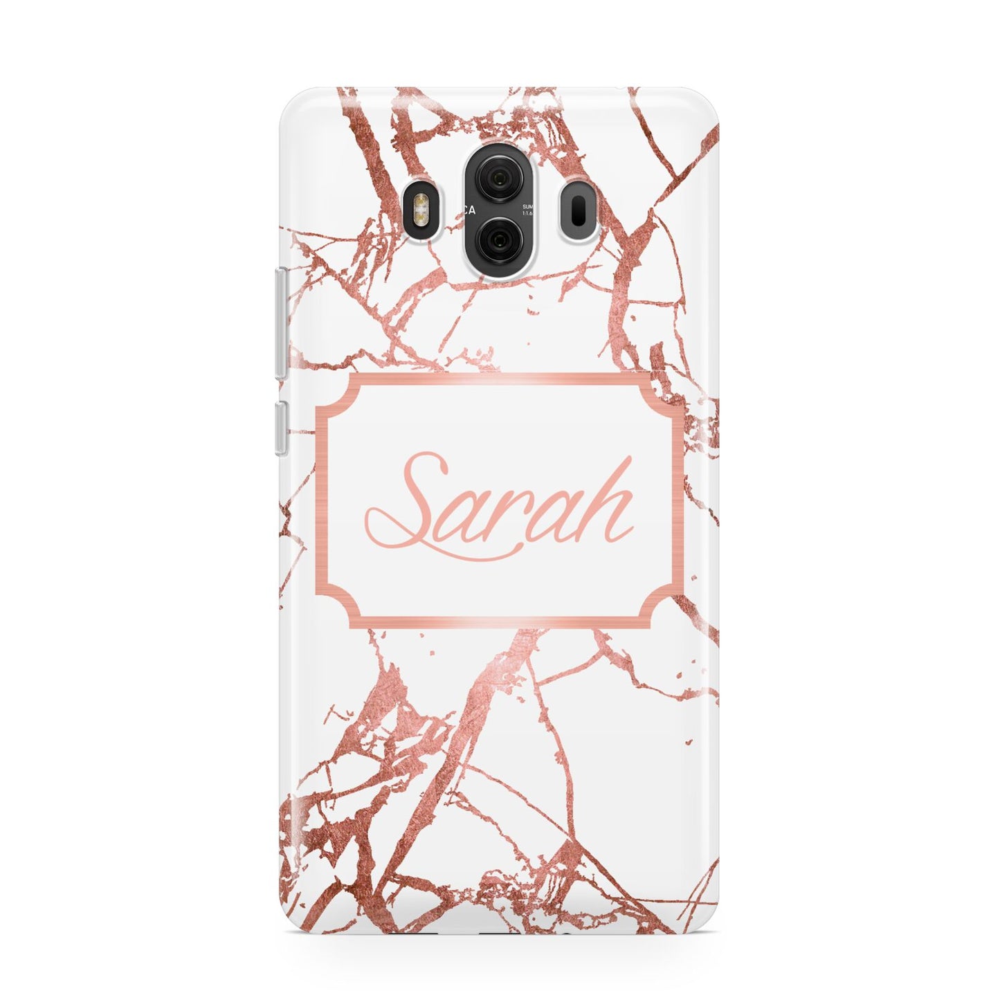 Personalised Rose Gold Marble Name Huawei Mate 10 Protective Phone Case