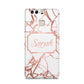 Personalised Rose Gold Marble Name Huawei P9 Case