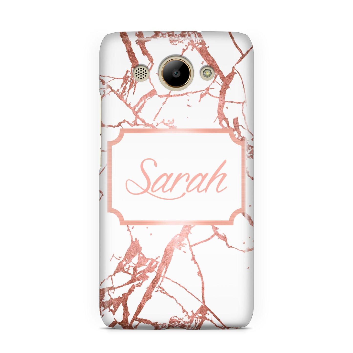 Personalised Rose Gold Marble Name Huawei Y3 2017