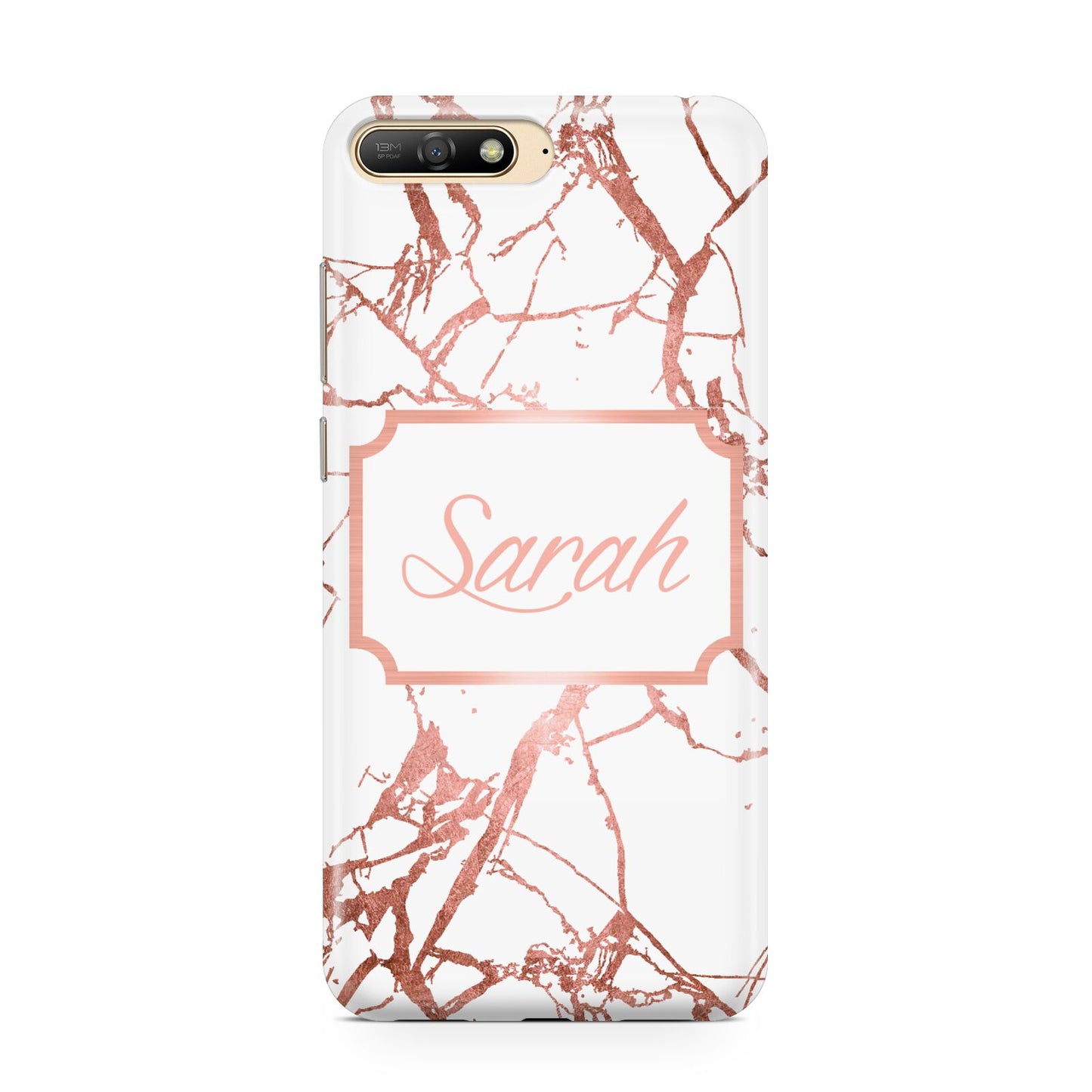 Personalised Rose Gold Marble Name Huawei Y6 2018