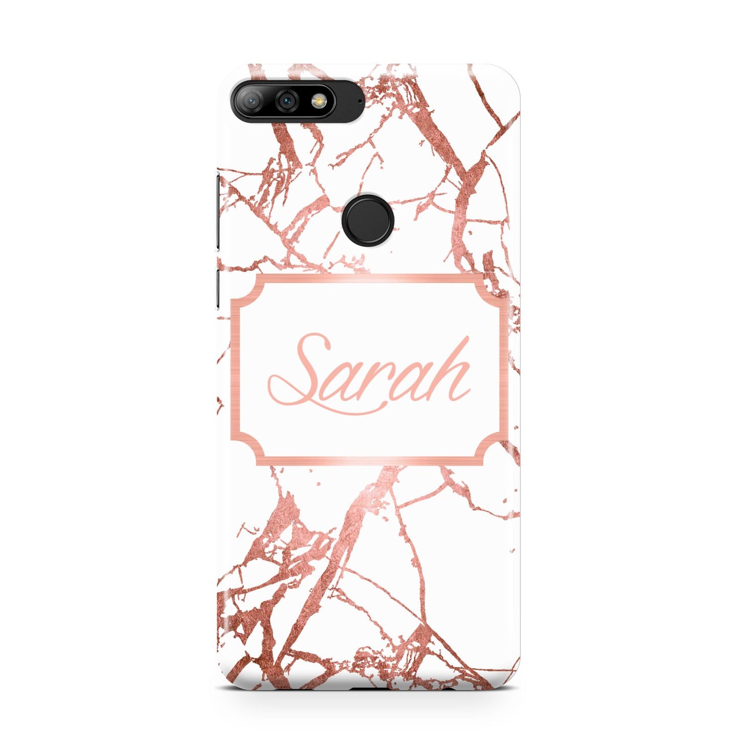 Personalised Rose Gold Marble Name Huawei Y7 2018