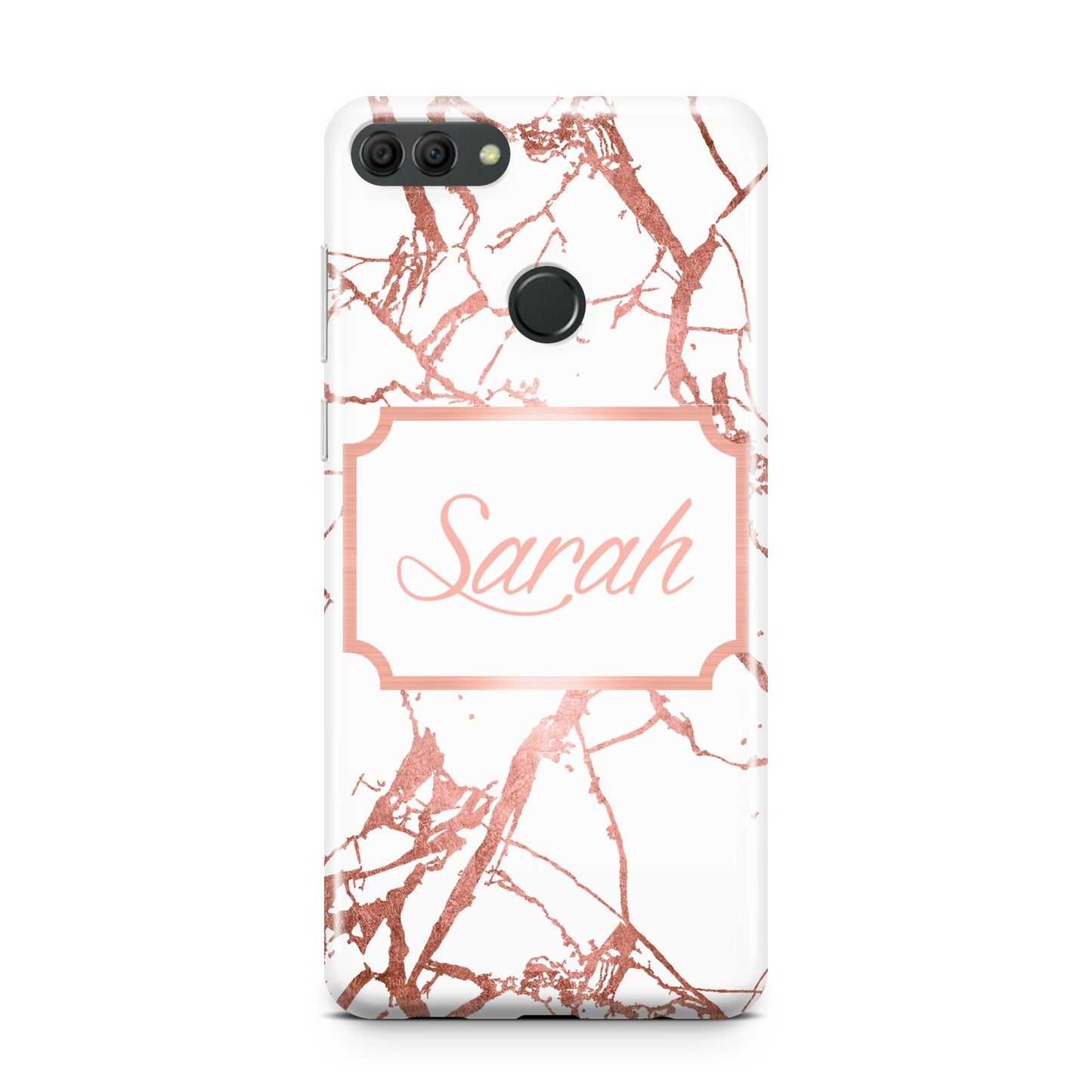 Personalised Rose Gold Marble Name Huawei Y9 2018