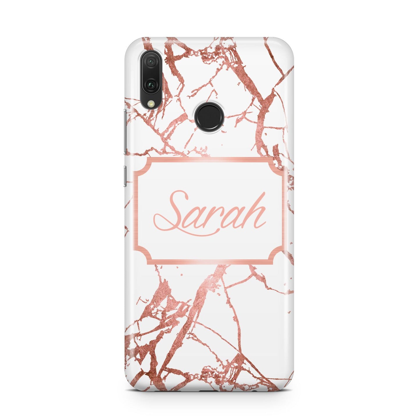 Personalised Rose Gold Marble Name Huawei Y9 2019